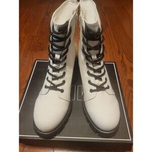 MIA Size 10M Women's Tauren White Tango Combat Boots Mid Heel 2" NIB